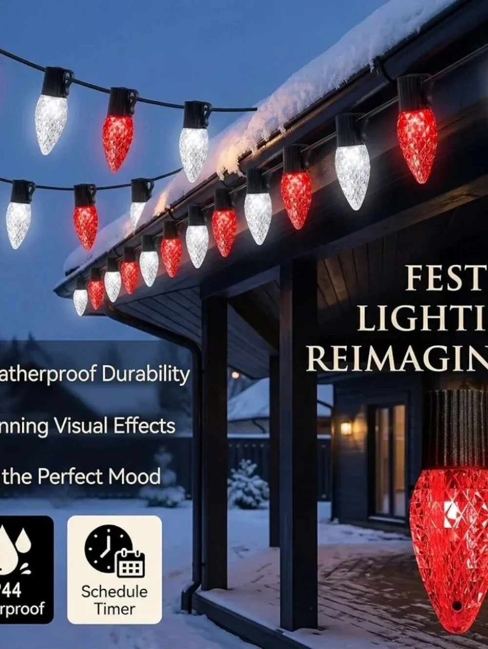 Strawberry Outdoor Christmas String Lights - Multicolor - Smart App Control, NEW